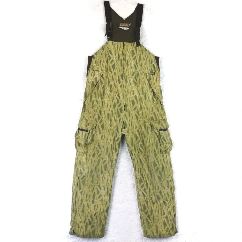 Vtg Remington Mens Hunting Bib Overalls Cattails Marsh Insulated Water Fowl L